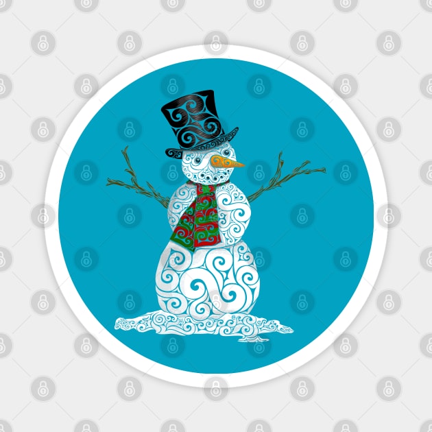 Swirly Snowman Magnet by VectorInk